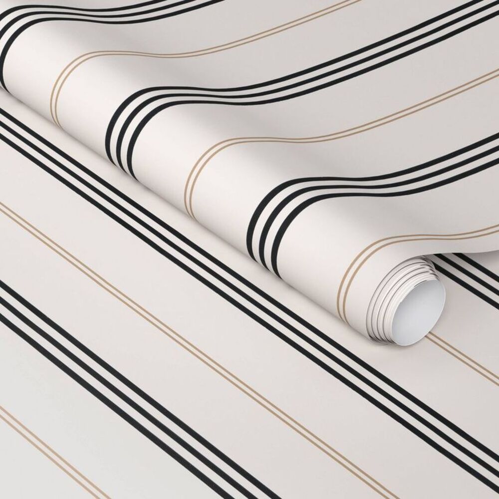 Thin Gray and Tan Ticking Stripe Peel and Stick Wallpaper - Threshold